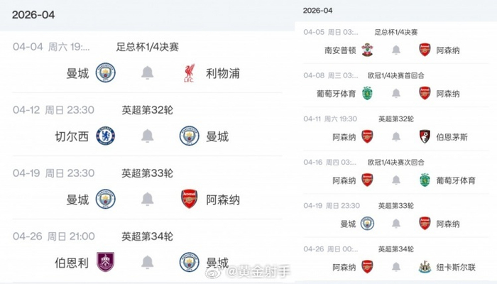 曼城赛程调整或助阿森纳英超榜首争夺遇阻