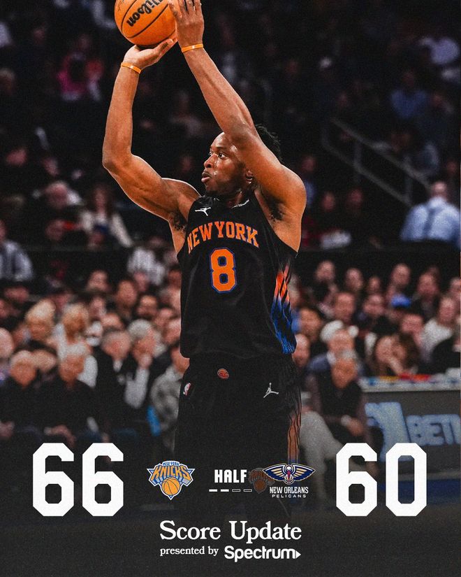 纽约尼克斯队主场力克新奥尔良鹈鹕队，布伦森